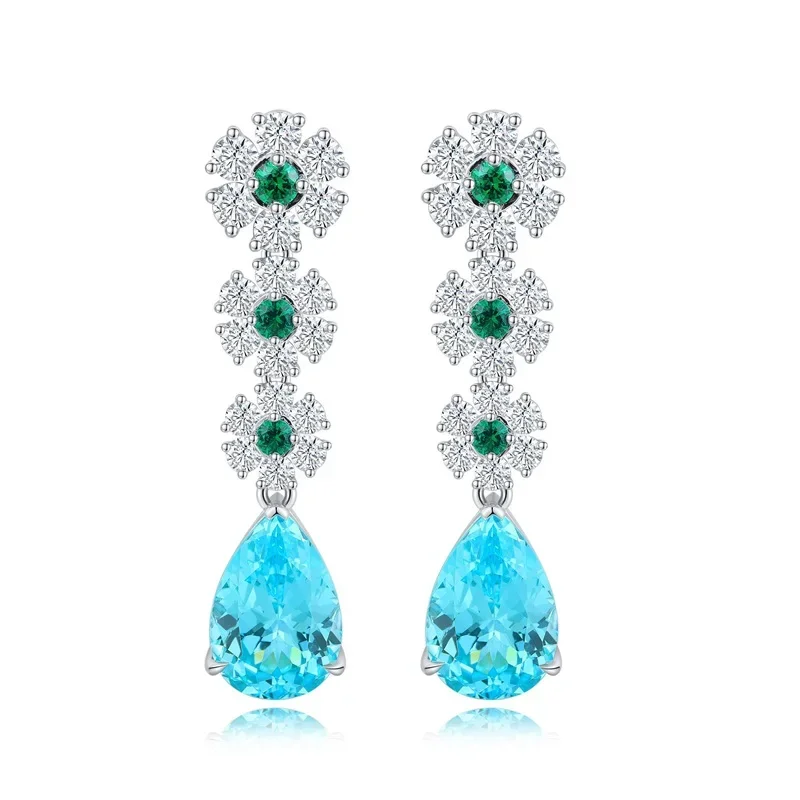 

Ruif Original Design 925 Silver 9.41ct Lab Grown Paraiba Sapphire Earrings for Women Luxury Elegant Jewelry