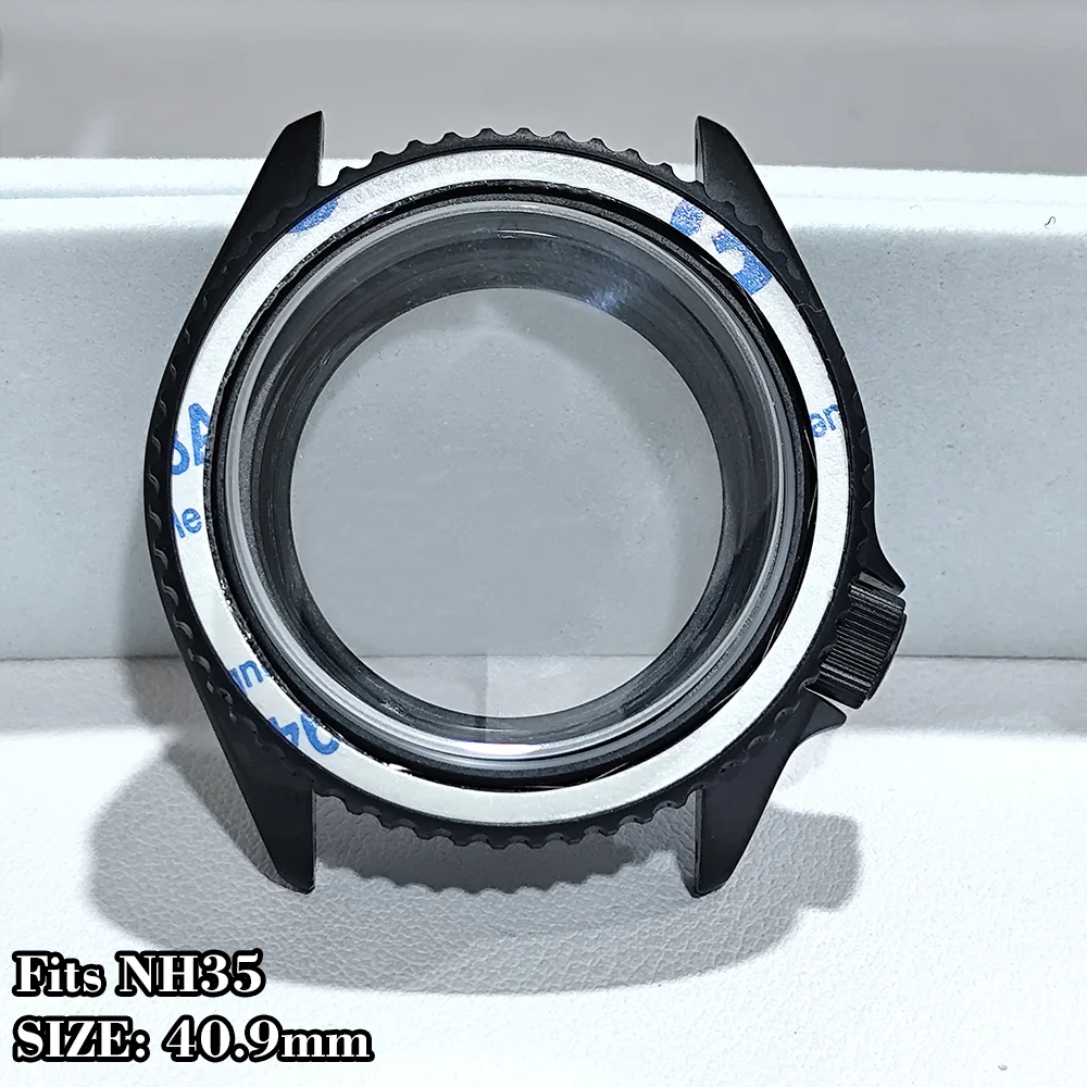 

40.9MM Case For NH35 Movement Silver/Black Solid Stainless Steel High quality watch accessories and repair parts