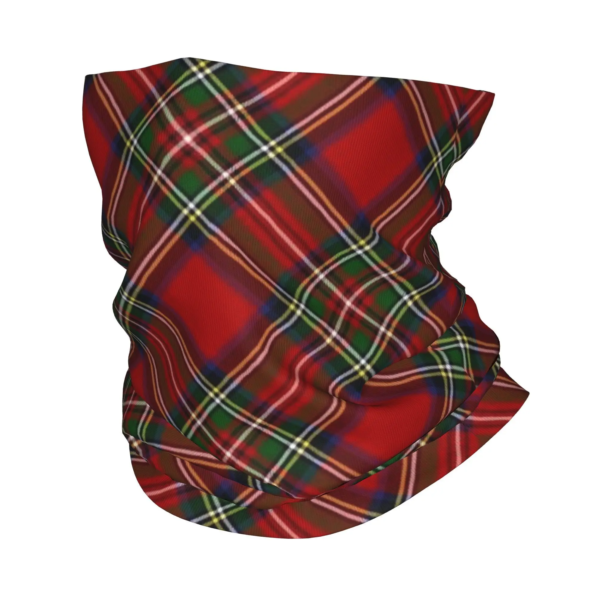 Royal Stewart Tartan Cross Plaid Bandana Neck Gaiter Printed Wrap Scarf Multi-use Cycling Scarf Hiking Fishing Unisex Adult