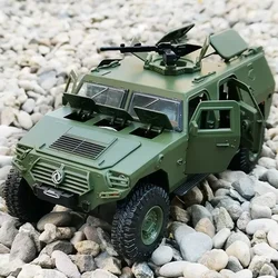 1:28 Dongfeng warriors Military Off-road Vehicle Alloy Car With Pull Back Sound Light Children Gift Collection Diecast Toy Model