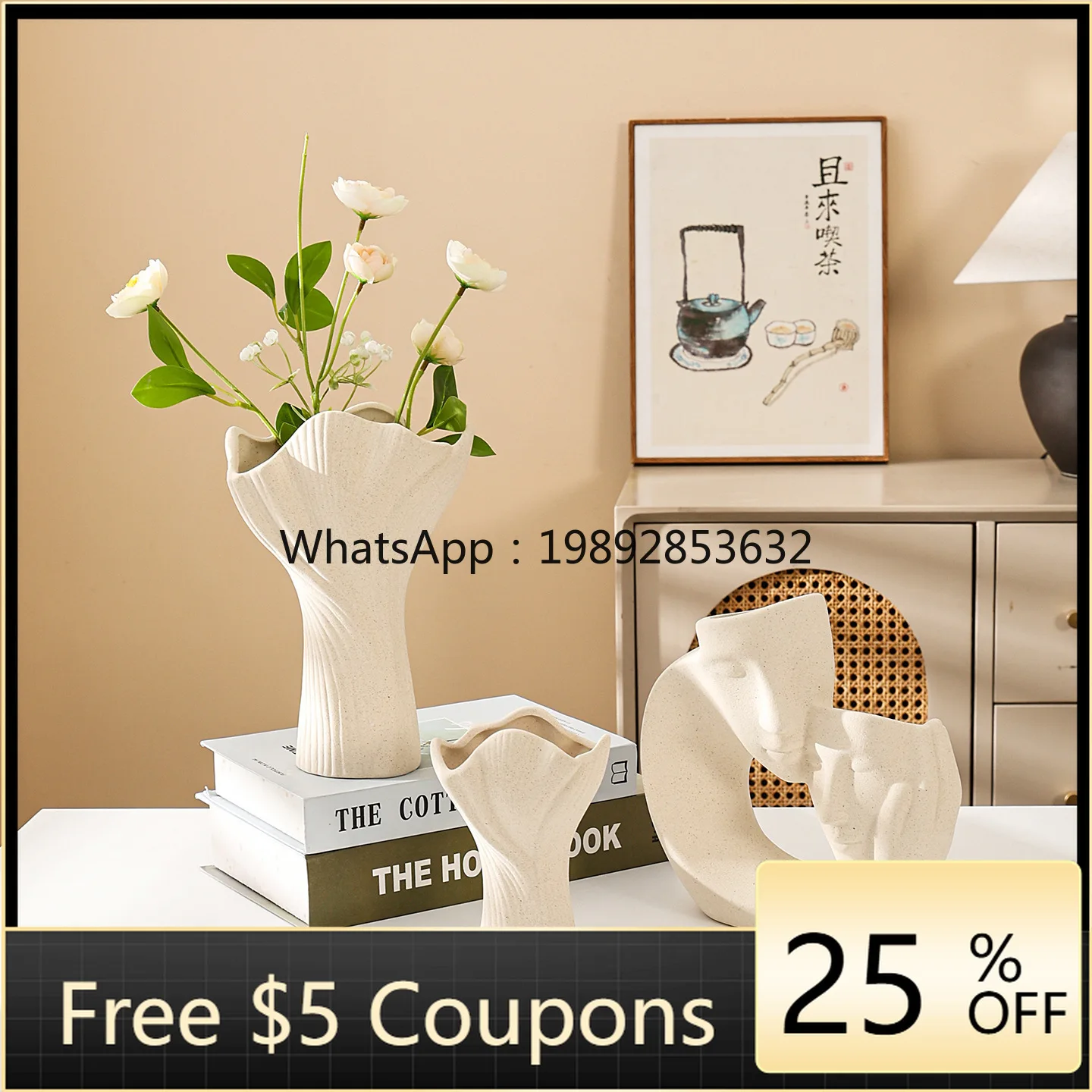 

HYS ceramic vase creative art ornament minimalist living room table decoration