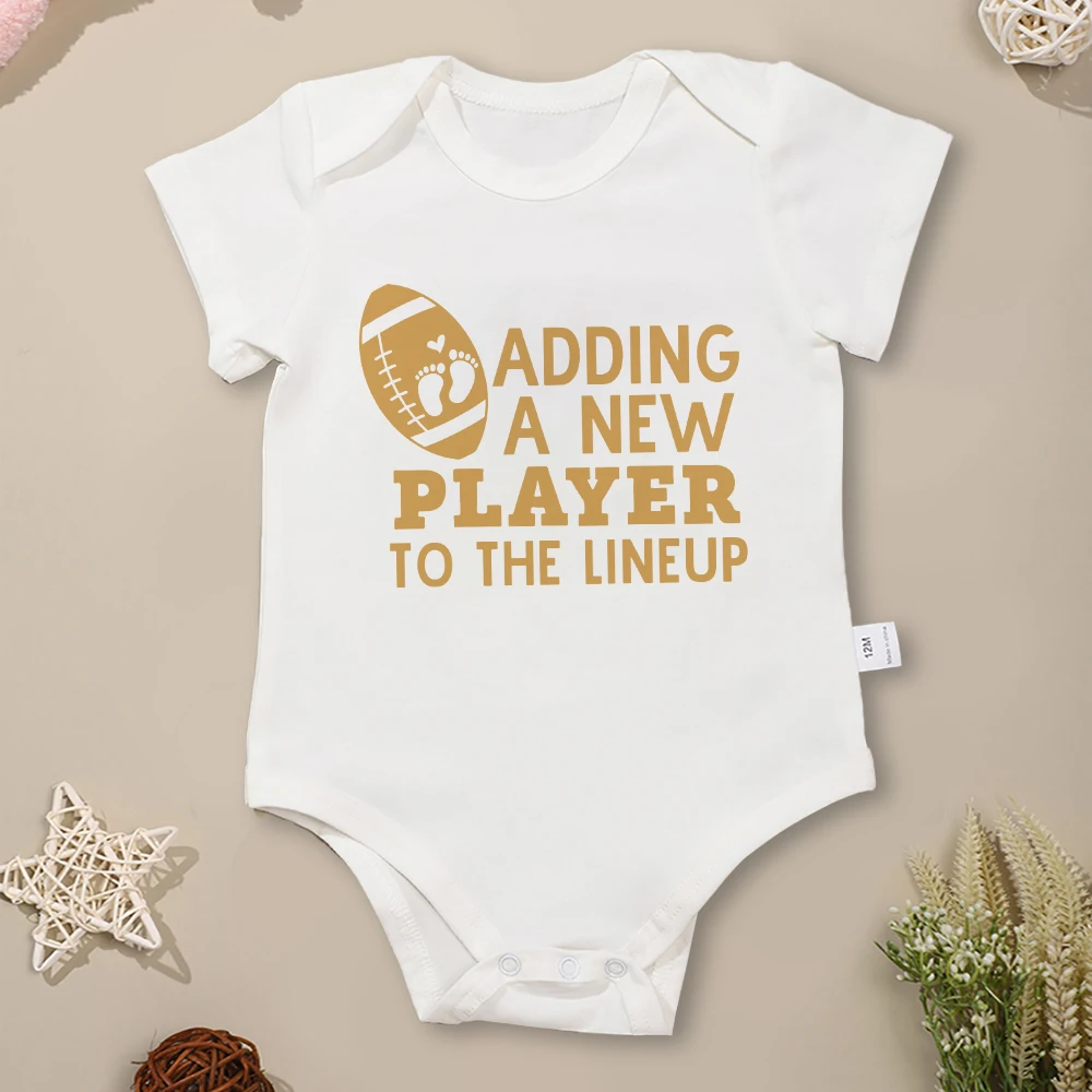 Adding a New Player to The Lineup Newborn Clothes High Quality 100% Cotton Baby Boy Bodysuit Short Sleeve Crew Neck Summer