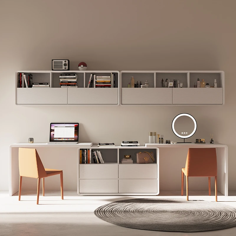 

！@High-End Light Luxury Office Desk Multi-Functional Solid Wood Design Extendable Double Working Desk for Bedroom