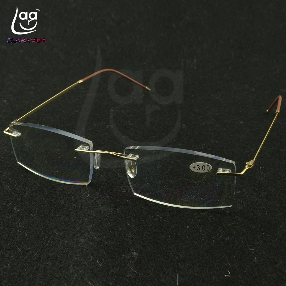 Titanium Frame Ultra Light Memory Gold Frame Coating Lenses Men Women Rimless Reading Glasses  0.75  1  1.5  1.75  2  2.25 To  4