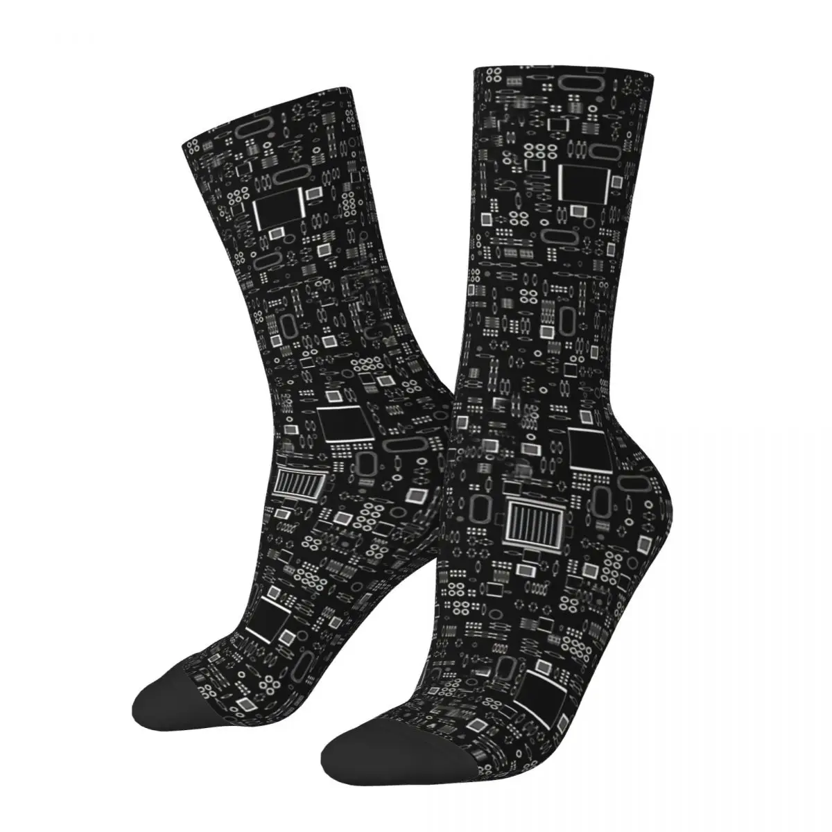

Retro All Tech Line INVERTED Men's Socks Coding Geek Developer CPU Unisex Novelty Pattern Printed Funny Crew Sock Gift