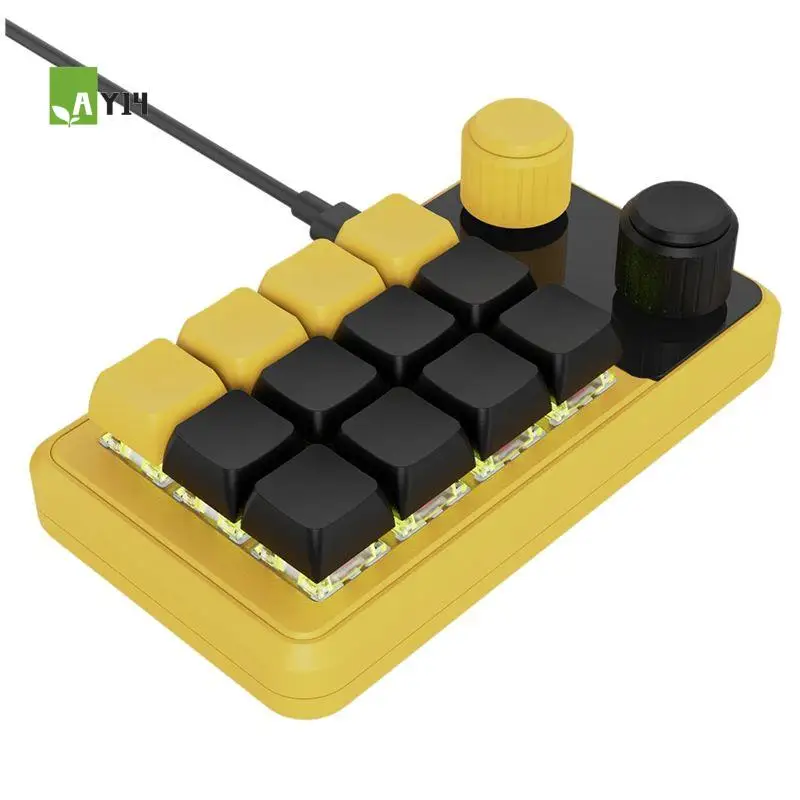 AY14 -Programming Macro Custom Wired Keyboard RGB 12 Key Copy Paste Button Mini Gaming Keypad Hotswap Macropad