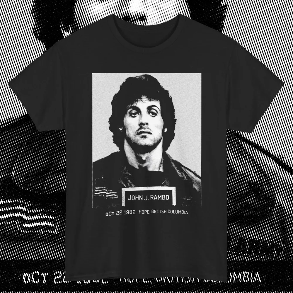 Nova venda quente john j. rambo "primeiro sangue" culto filme camiseta casual e confortável retro unisex puro algodão streetwear topo