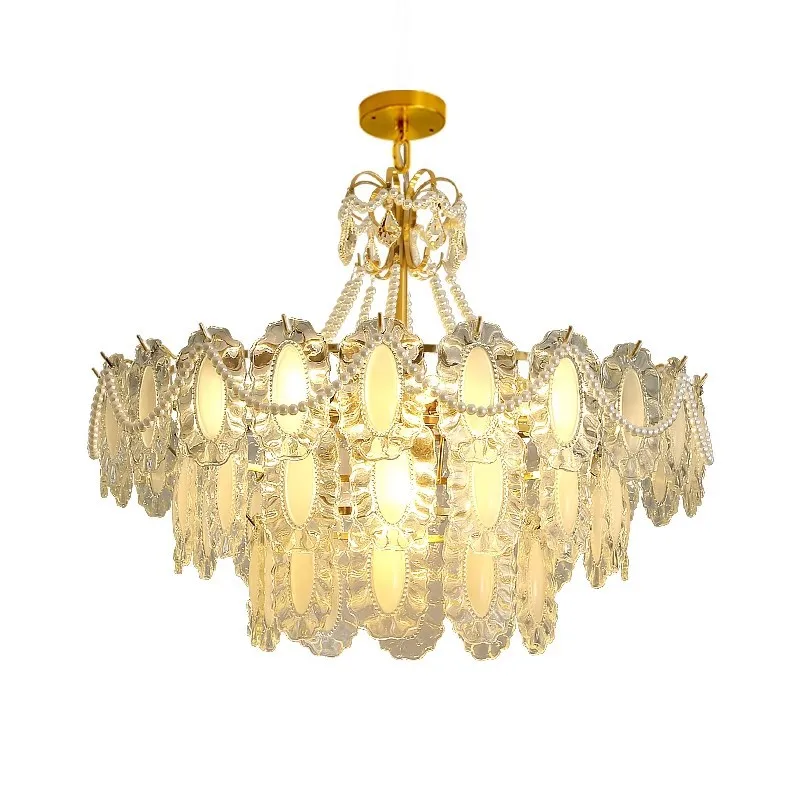 

French crystal chandelier light luxury cream style fashion atmosphere living room study dining room light Internet celebrity