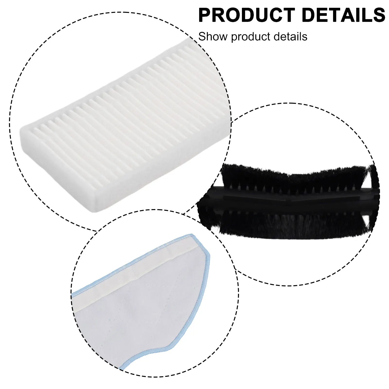 Home Cleaning Color: As Shown Mop Cloth Kit High-quality Main Brush Efficient Mop Cloths Effective Side Brushes