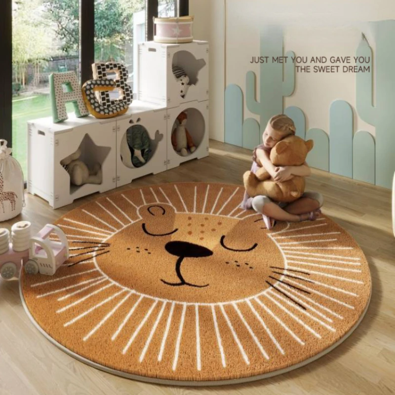 Nordic Style Carpets for Living Room Plush Round Bedside Rug Large Area Children Bedroom Decor Carpet Thickend Cartoon Floor Mat