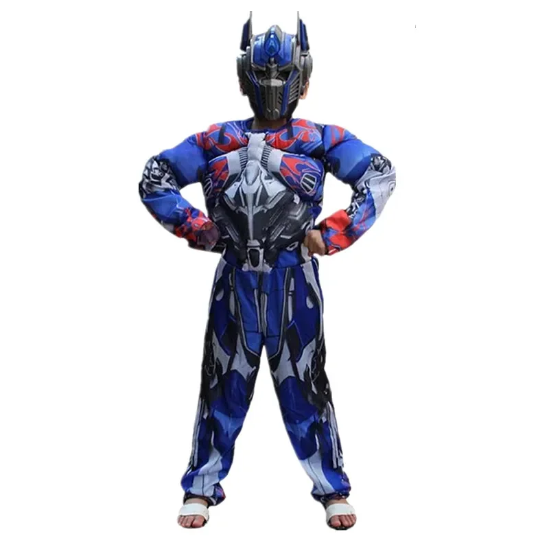 JustSaiyan Superhero Optimus Prime Costume Kids Transformers Playsuit Halloween Role-playing Game Muscle Costume Anime Mask Gift