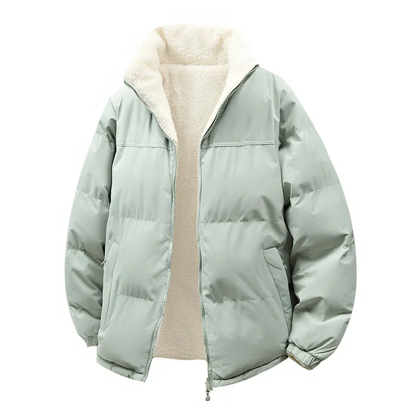 Jaket Katun 2025 Musim Gugur Musim Dingin Sweater Wol Domba Mode Remaja Hangat Outdoor Unisex Mantel Pasangan Atasan