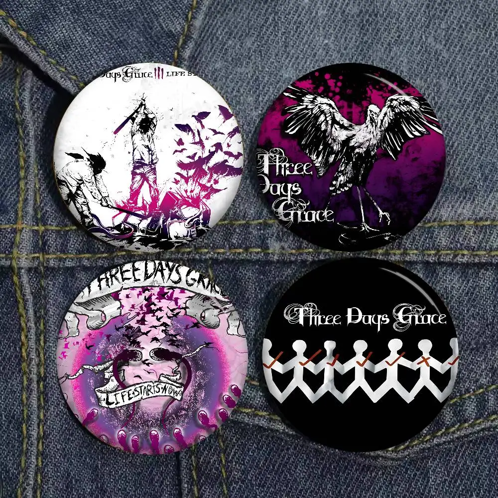 Band Hardrock T-Three Days Grace Soft Button Pin Round Metal Badge Lapel Pin Parts Gift Friends Kid Jewelry