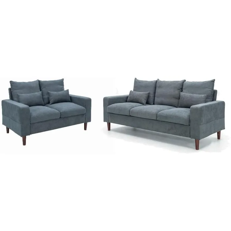 

Современный 2-х предметный мягкий диван Love Seat, 2-местный и 3-местный диван (серый)