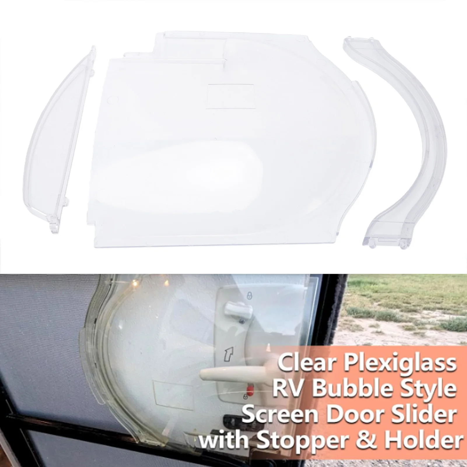 RV Sliding Door Panel Kit Screen Door Bubble Slider Kit 4814-00 Transparent 3 in 1 Design RV Screen Door Slider Kit