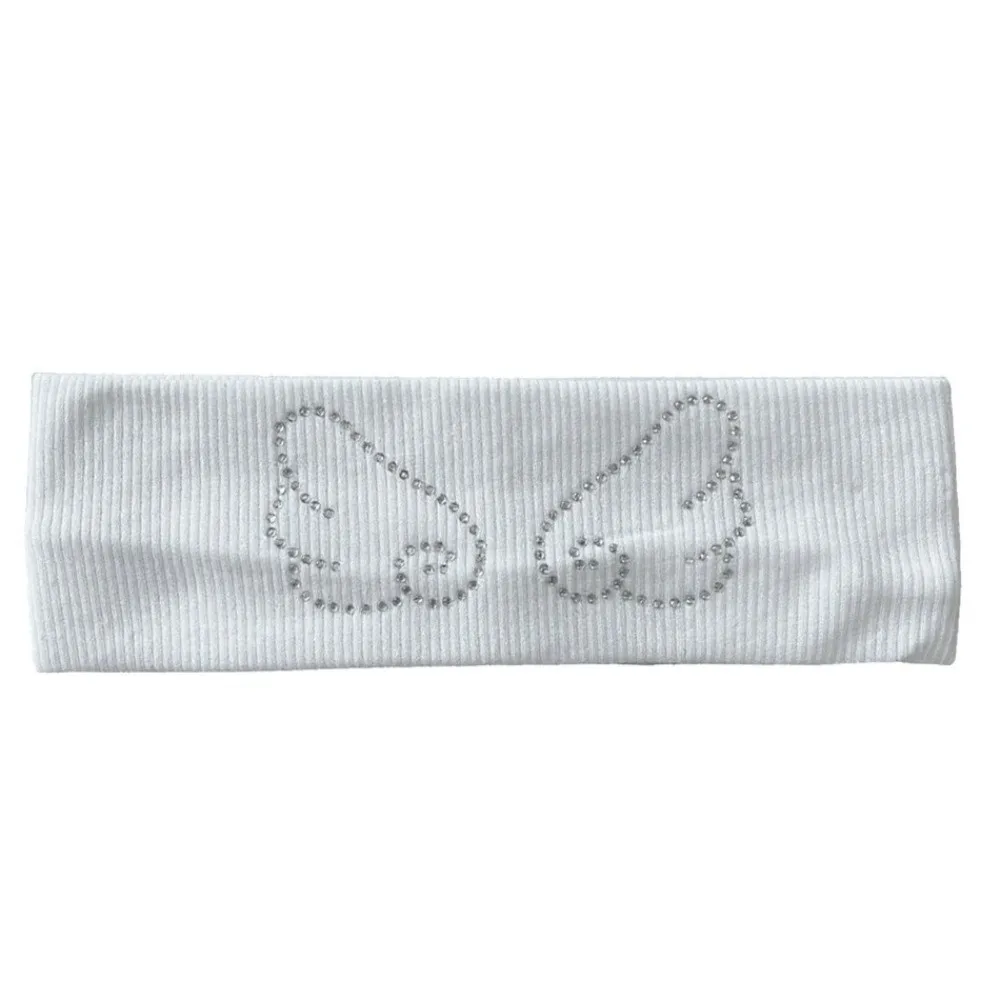 Fashion Angel Wings Knitted Headband Elastic Anti Sweating Hair Strap Wide Edge Rhinestone Decor Sports headband for Women