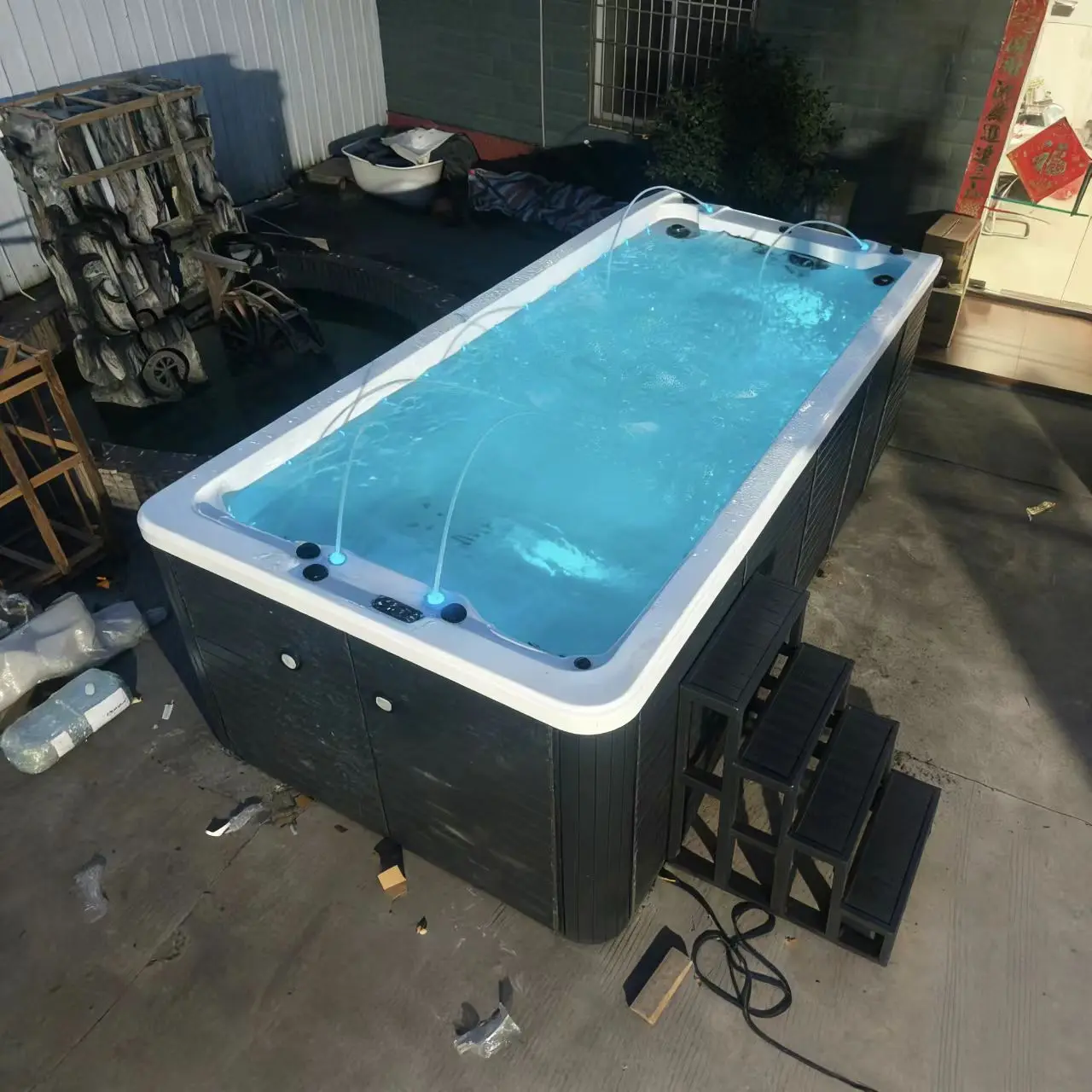 High Quality Hot Tubs Endless Swim Spa Pool Outdoor Swimming Bathtub 4m With Yacuzzi Whirlpool Hot Tubs Factory Direct Prices