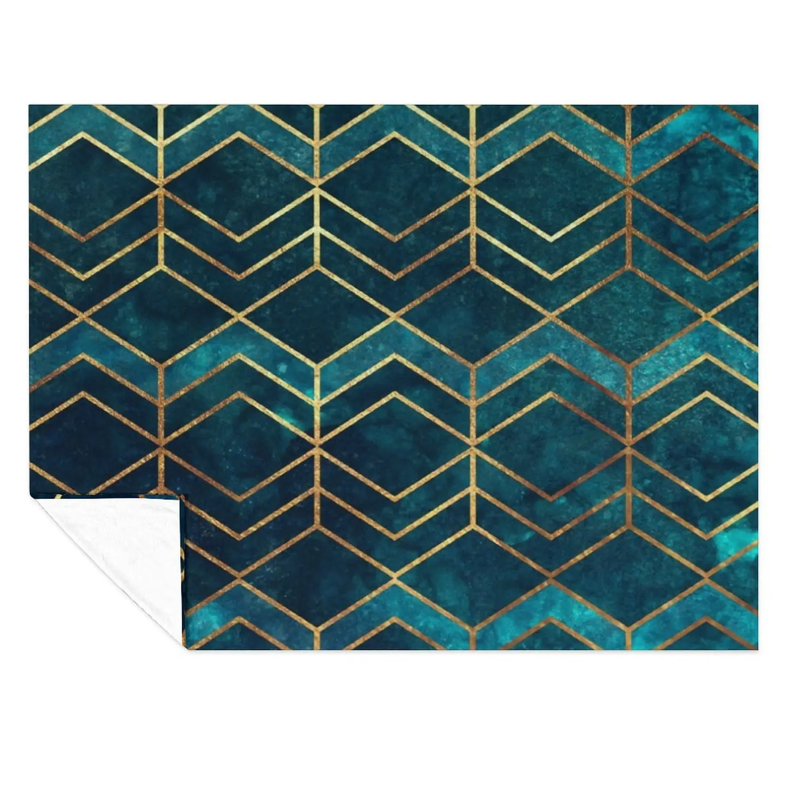 

Deep Teal and Gold Arrows Pattern Throw Blanket Cute Furry Hair Soft Big Blankets