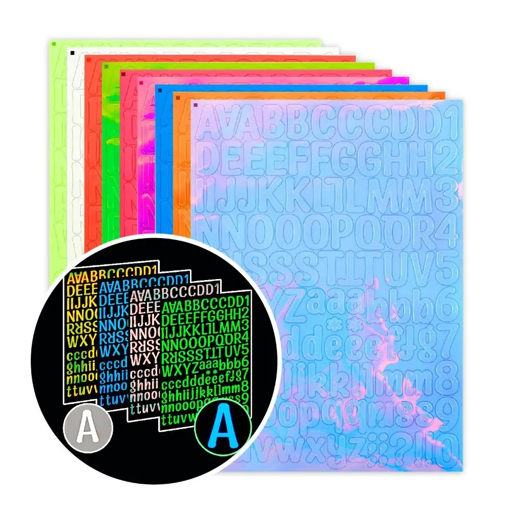 

Colorful Laser Letter Stickers English Letters Digital Scrapbooking Stickers Waterproof DIY Decoration Vinyl Decals Notebook