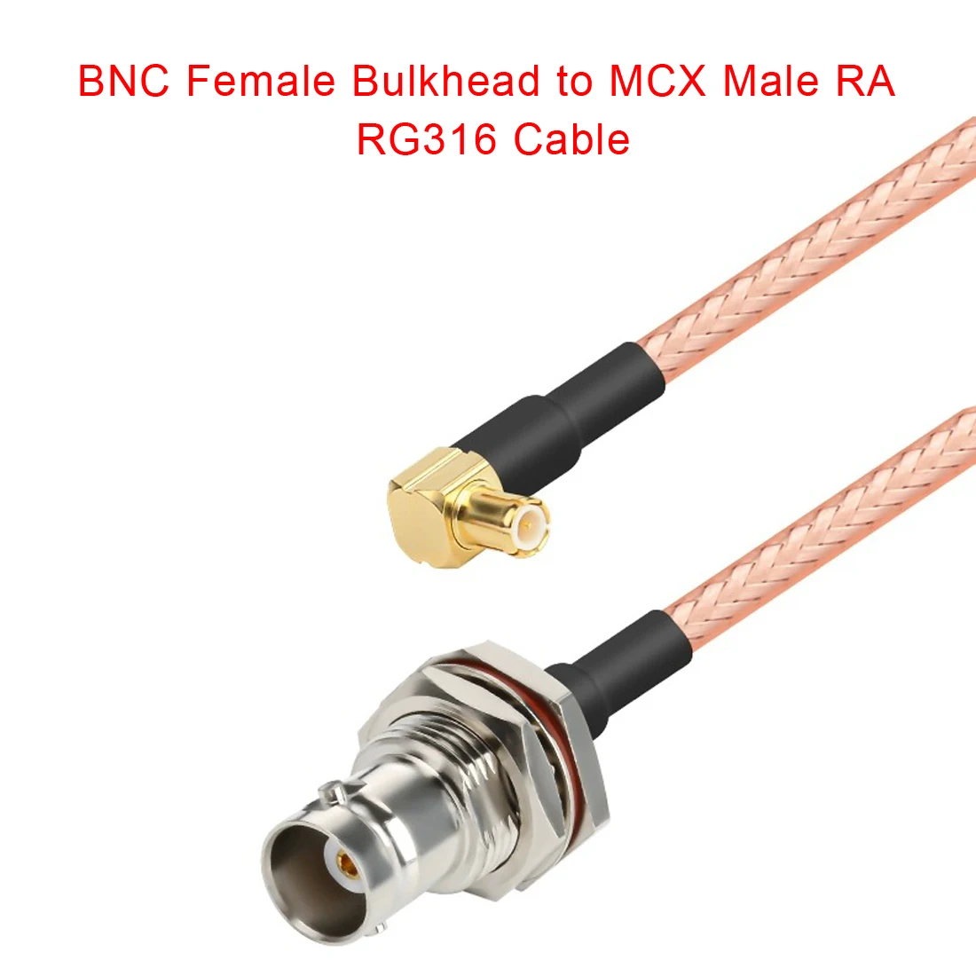New BNC Female Jack to MCX Male Plug Right Angle RG316 Cable 15cm 6