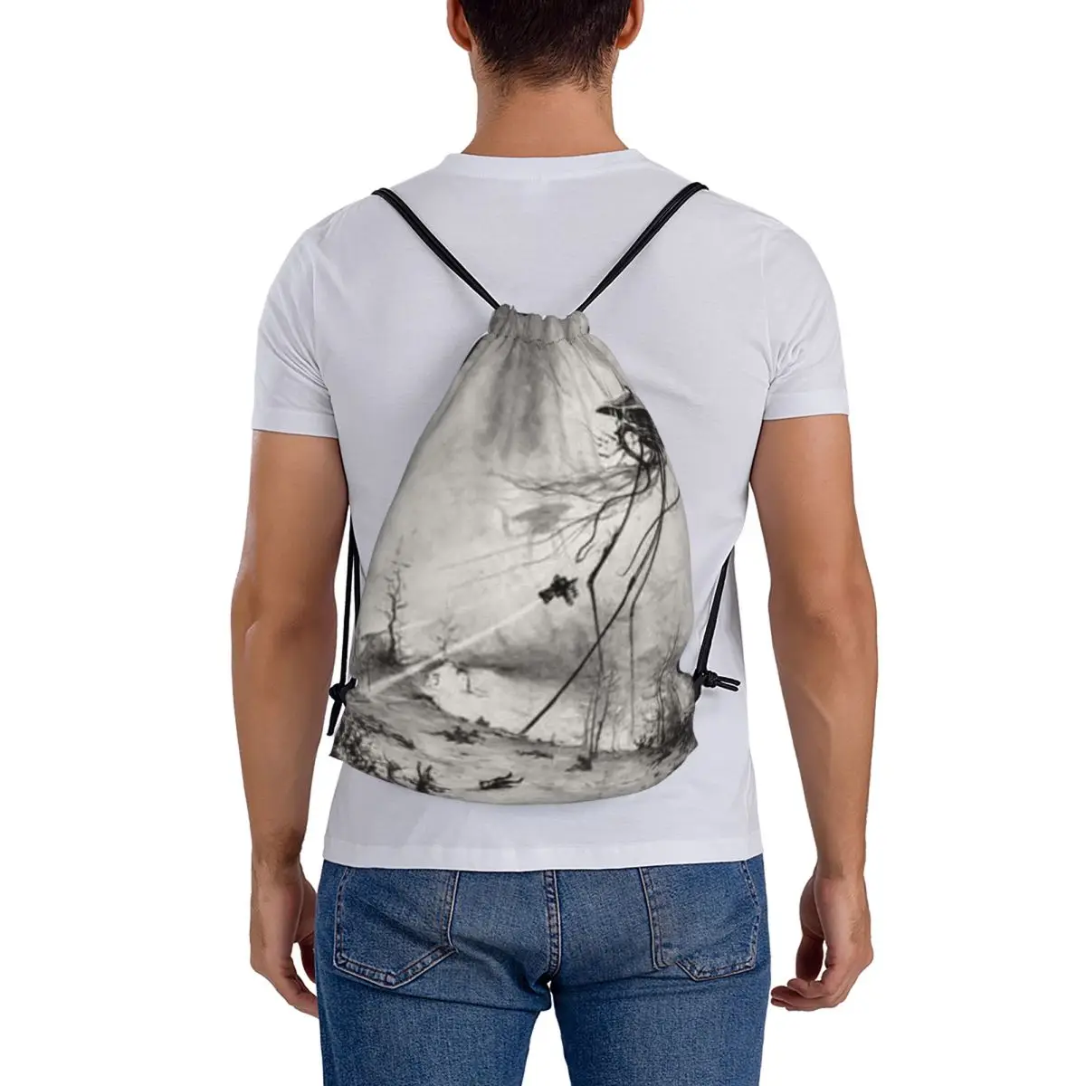 Edwardian War Of The Worlds Illustration Backpacks Fashion Drawstring Bags Sports Bag Book Bags for Travel School