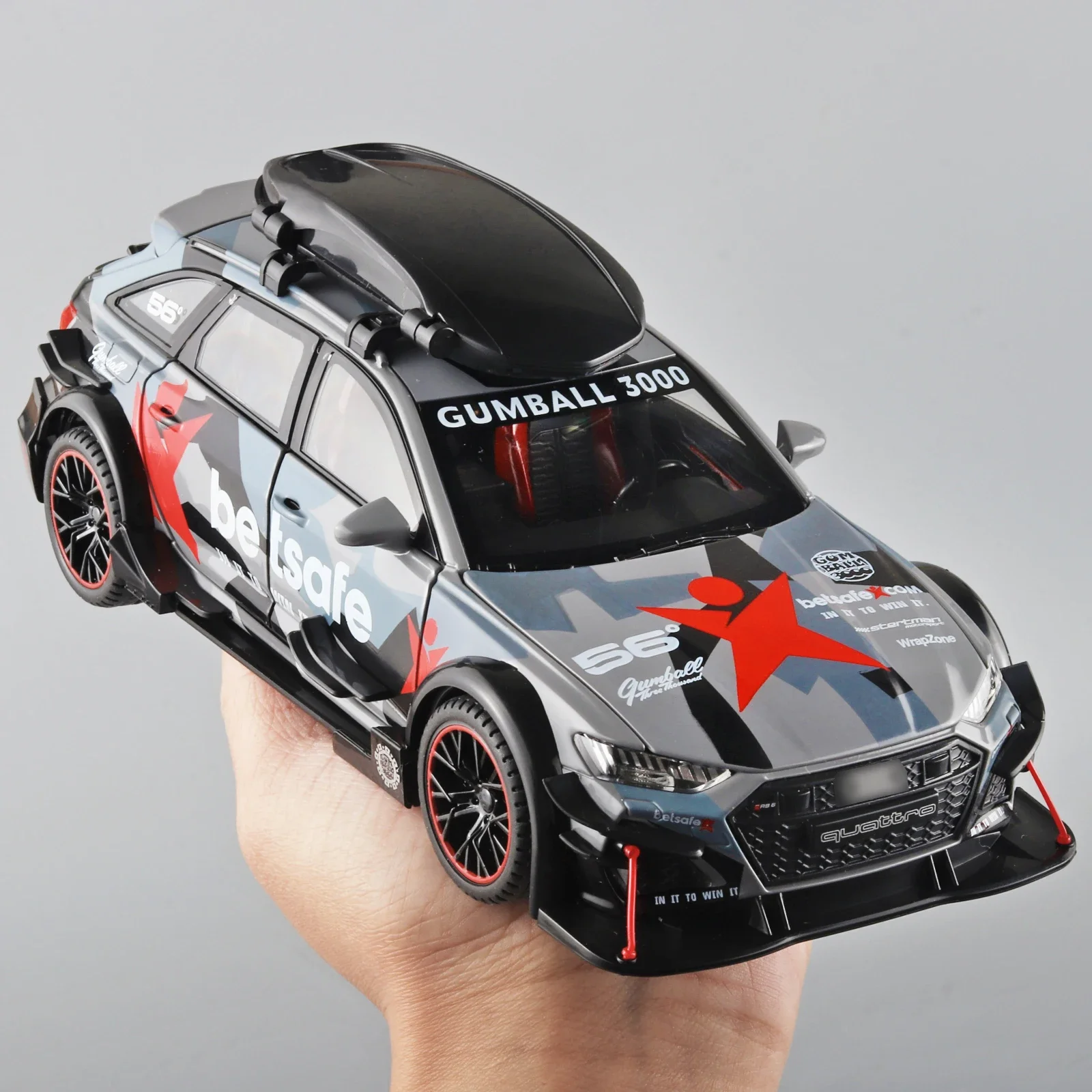 1/24 Audi RS6 veicoli modificati modello di auto giocattoli in lega pressofuso con tirare indietro la luce e il suono modello di auto ragazzi regali per bambini 1