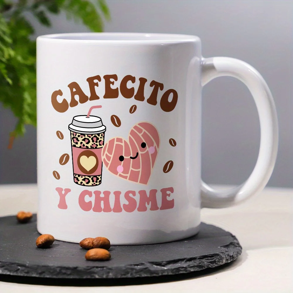 Cafecito y Chisme Ceramic Mug - Cute Coffee and Gossip Design, Perfect Gift for Coffee Lovers, Unique Novelty Present