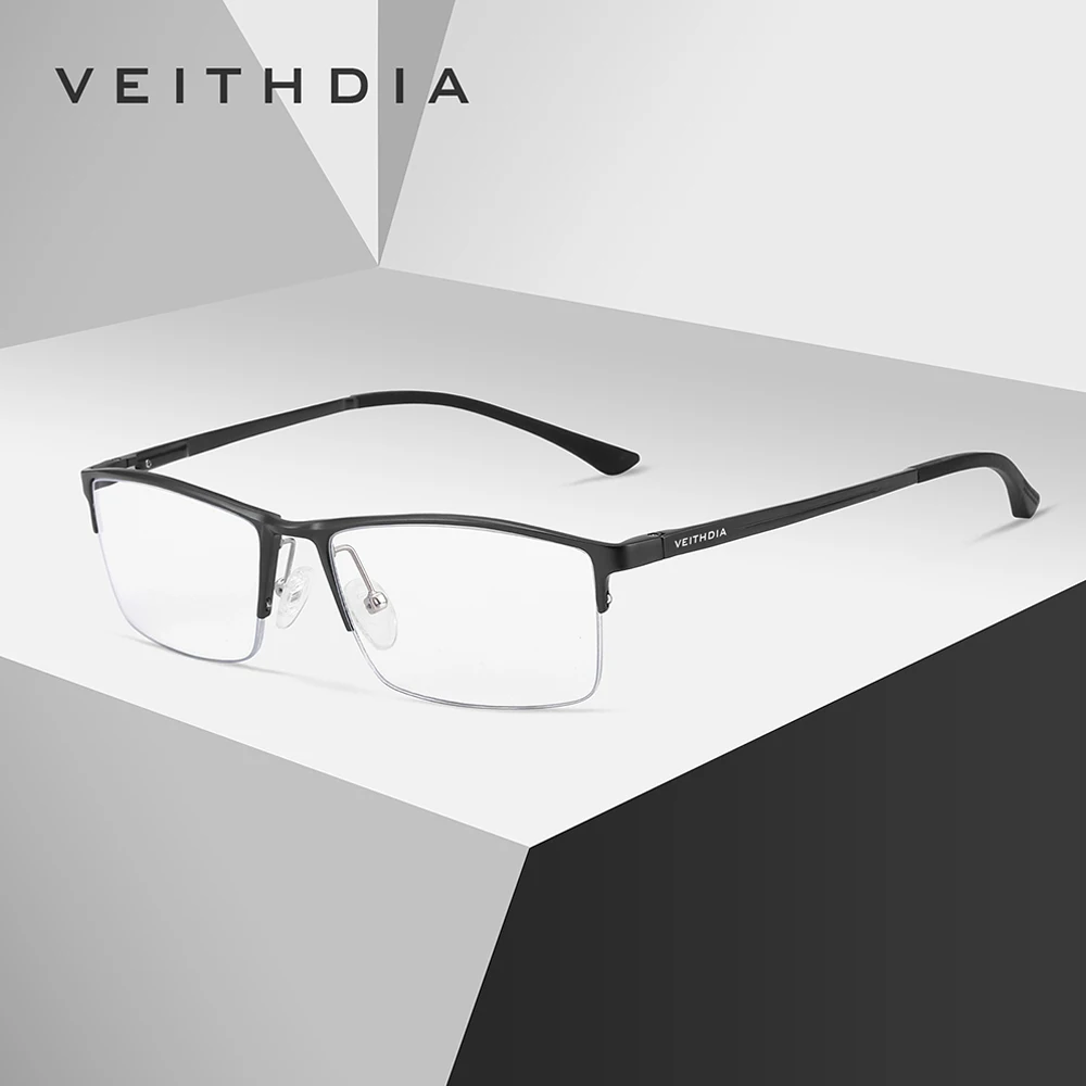 VEITHDIA Anti-Blaulicht-Computerbrille, Myopie-Brille für Männer und Frauen, optischer Aluminium-Magnesium-Rahmen V8767