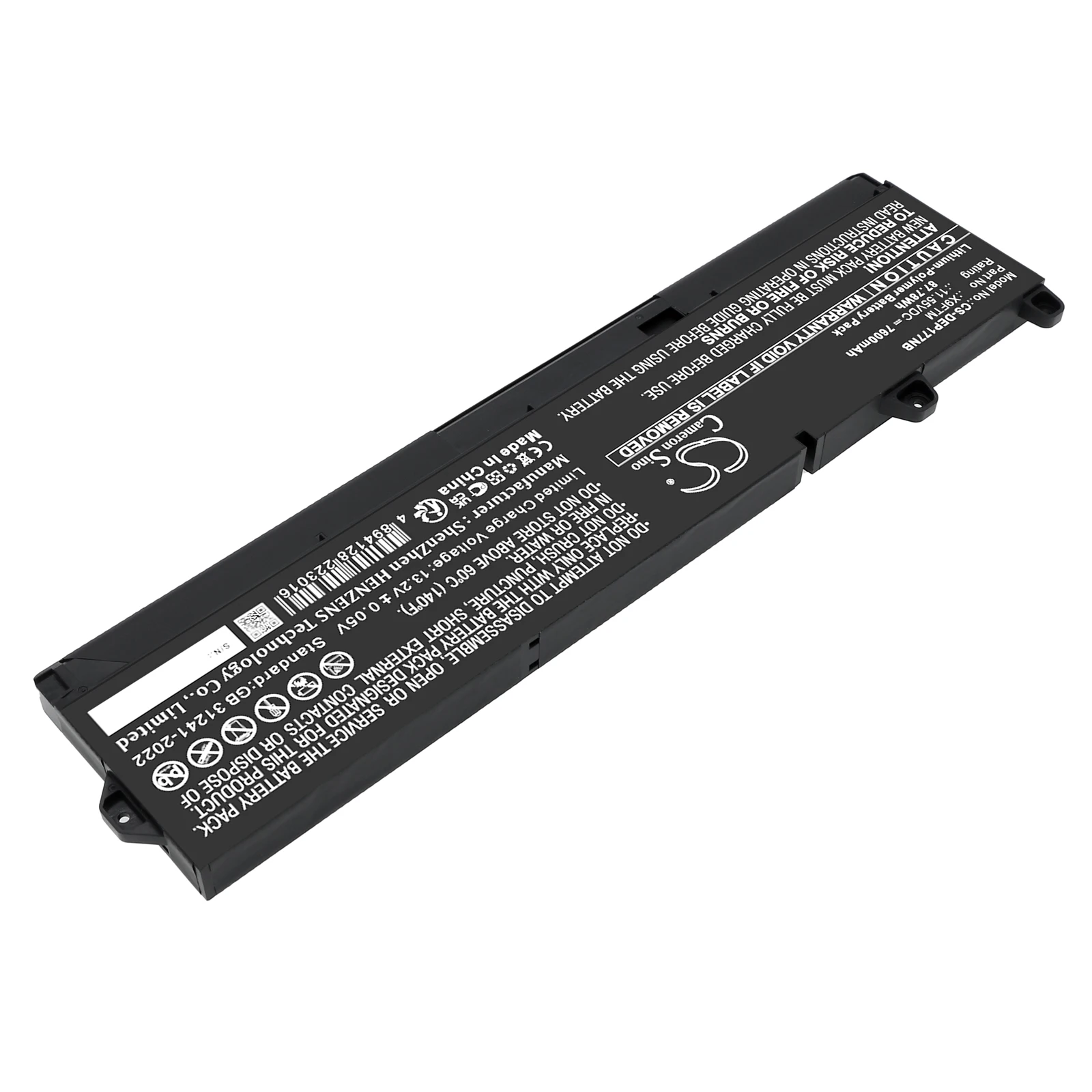 Replacement 11.55V 7600mAh Laptop Battery 5JMD8 965V4 X9FTM for Dell Precision 17 7770 7670 Performance