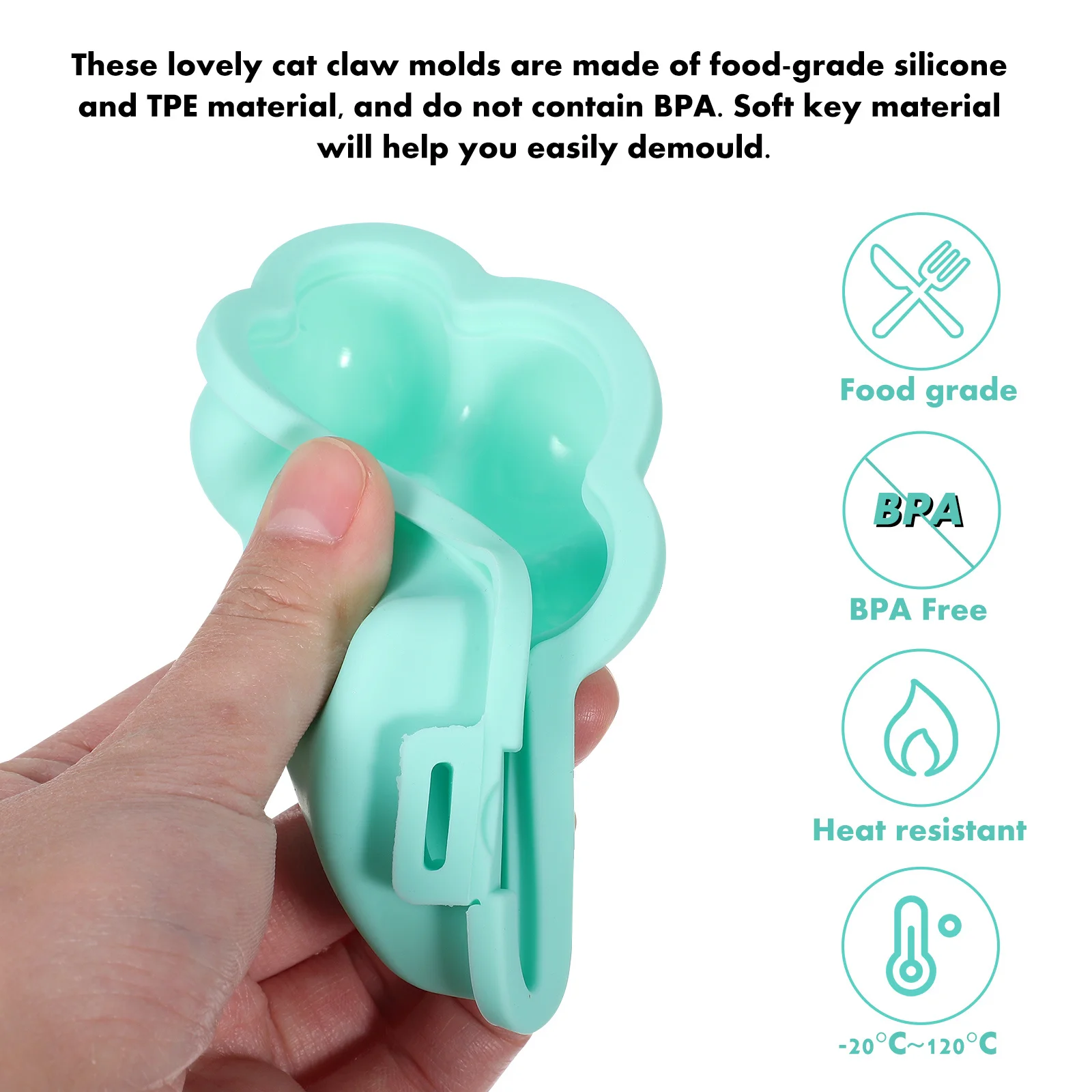 

4Pcs Silicone Cat Claw Ice Cube Molds Flexible Ice Tray Popsicle Mold Boxes Lids Candy Chocolate Jelly Moulds Silicone Molds