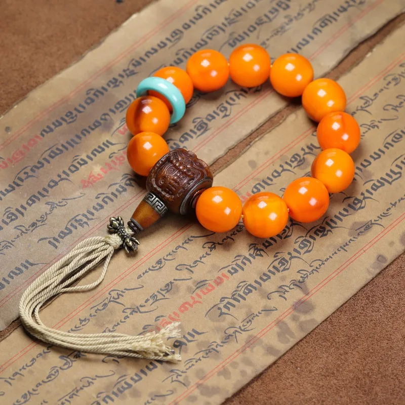 round bead , wild mountain tortoise shell bracelet, Tibetan-style bone three-way accessory, men'