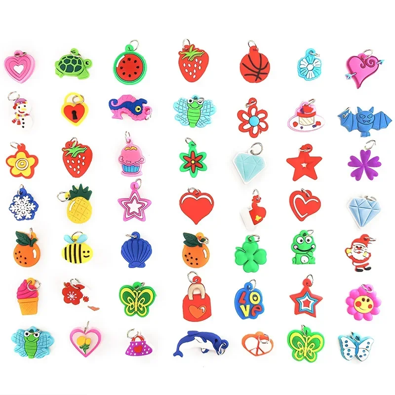 Soft charms DIY Cartoon Colorful Animal Flower Bead Pendants Colorful Rubber Loom Band Bracelet Jewelry Making Beads Toy Beads