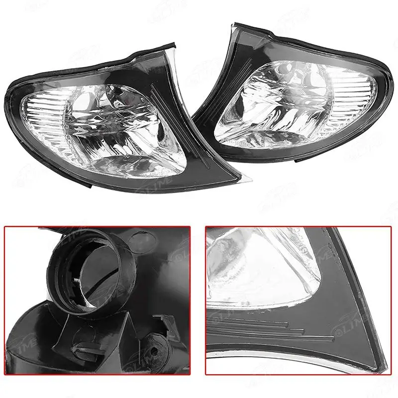ضوء المؤشر الأمامي للسيارة ضوء زاوية إشارة العدسة الشفافة مناسب لسيارات BMW 3 Series E46 02-05