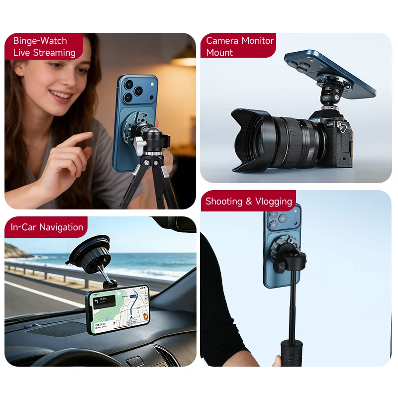 COBONE XILETU Aluminiowy Uchwyt na Telefon z MagSafe N52, Zimna Stopka, NATO, GoPro, Gwint 1/4, Otwór Arri do iPhone 12-17, Vlog, Live — zdjęcie produktu 6