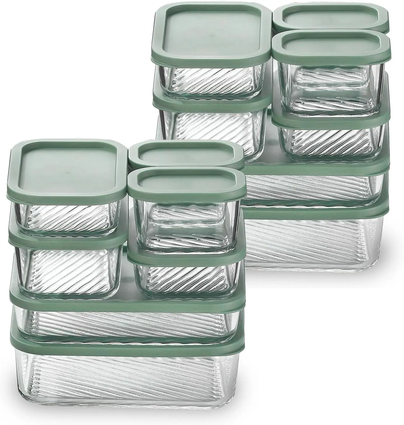 

14 Pack Glass Meal Prep Containers with Grooved Base, 14 Stackable BPA Free Glass Storage Containers with Lids for Lunc