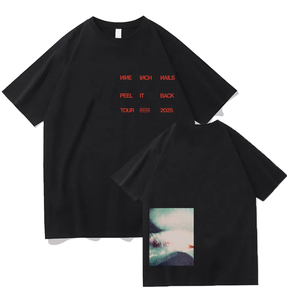 

Футболки Rock Band Nine Inch Nails Peel It Back Tour 2025 НОВАЯ футболка Хлопковая летняя мужская футболка с круглым вырезом унисекс Мужская уличная одежда
