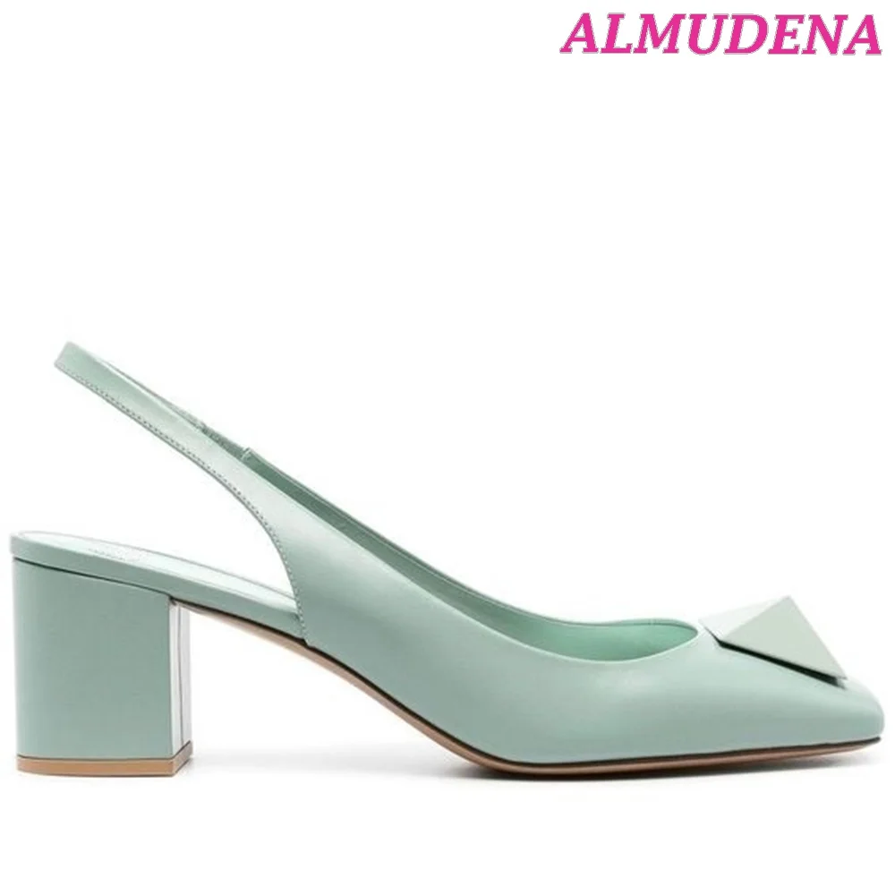 One Stud Slingback sandali in pelle décolleté con tacco largo grosso in rosa \\ blu \\ nero tacchi eleganti scarpe comode estive firmate di lusso