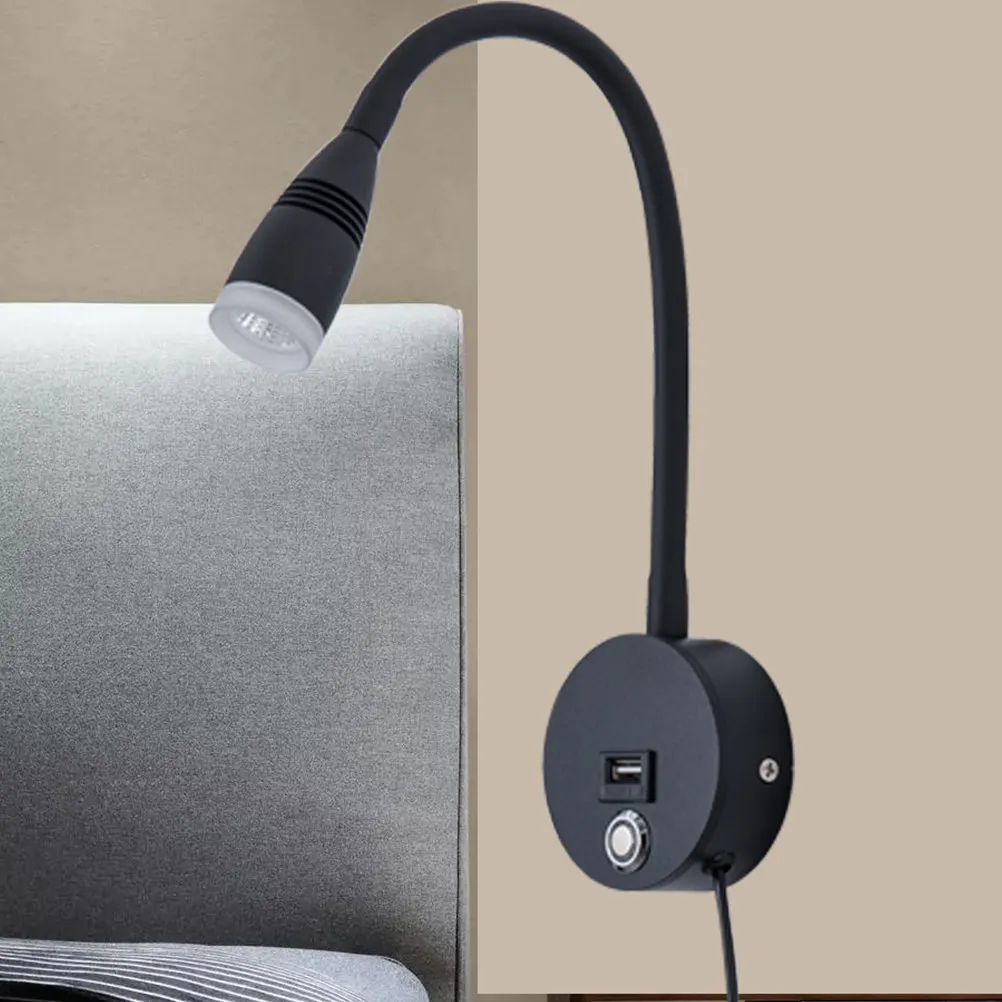 

Wall Reading Light Dimmable 3 Levels Touch Control Adjustable Angle Wall Mounted Lamp for Bedroom Bed Light USB Charging