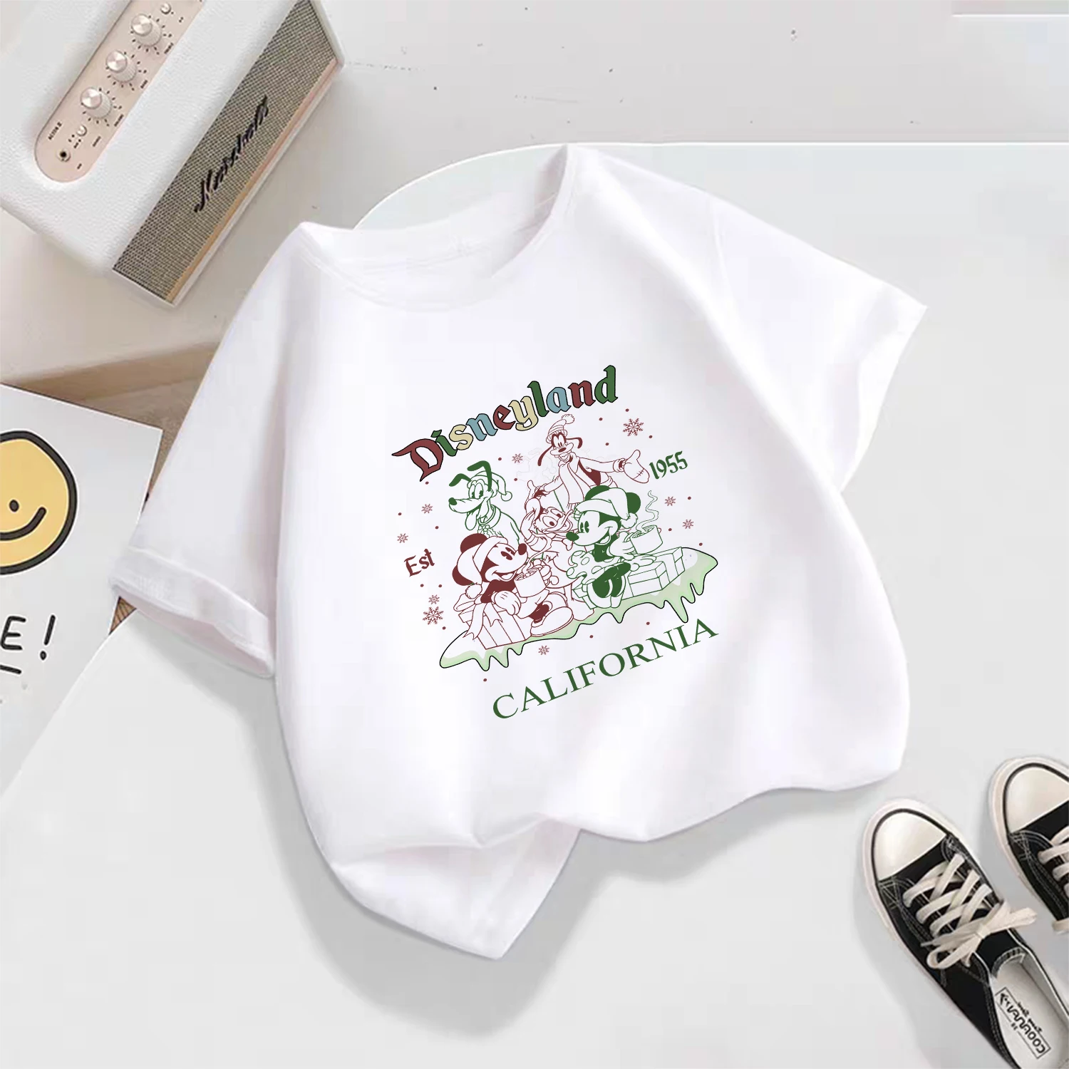 تي شيرت صيفي للأولاد والبنات من القطن الخالص كارتوني ديزني - مريح وغير رسمي بأكمام قصيرة - تي شيرت جديد للأطفال لعام 2026