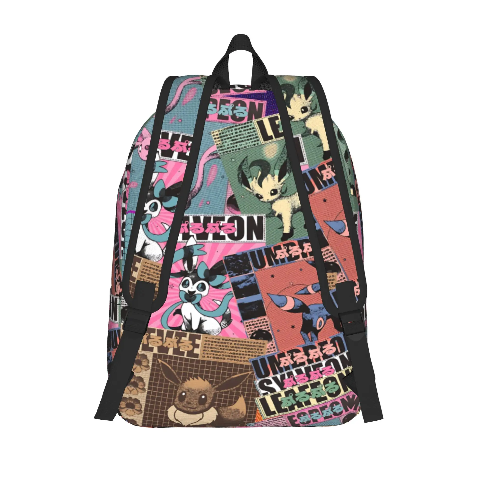 Fashion Pokemon Theme Eeveelution Collage Backpack  Mochilas Daily Outdoor Retro Washable Rucksack