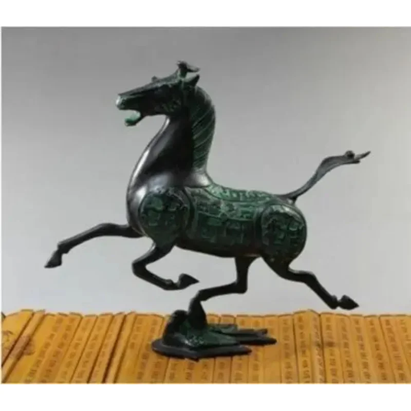 Exquisite Old Chinese bronze statue horse fly swallow Figures