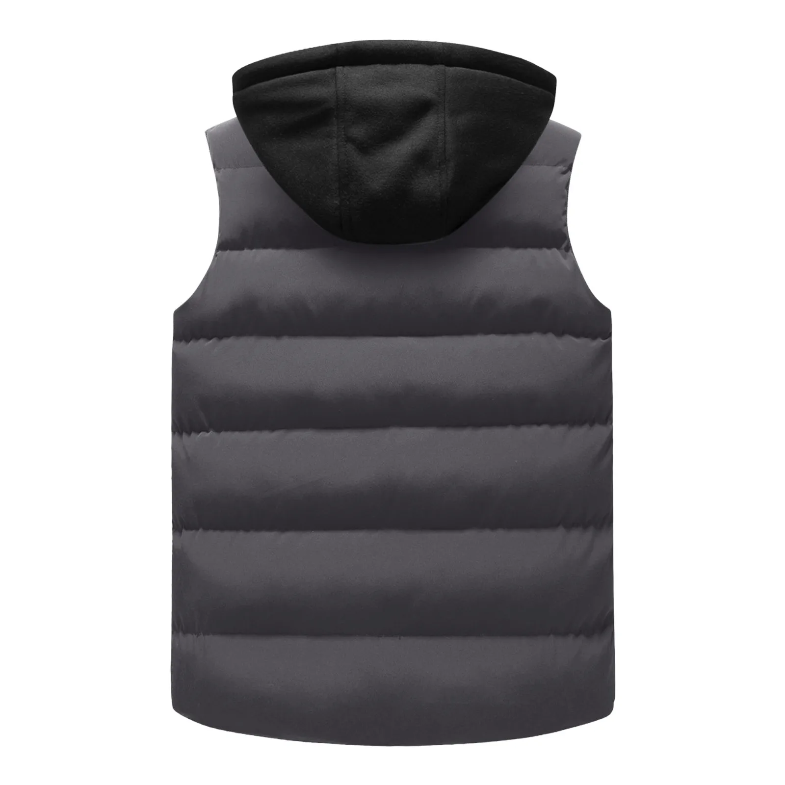 Men Women Autumn And Winter Fashion Casual Down Jacket Solid Zipper Hooded Collar Pocket Plaid Sleeveless Cotton Padded Vest Top