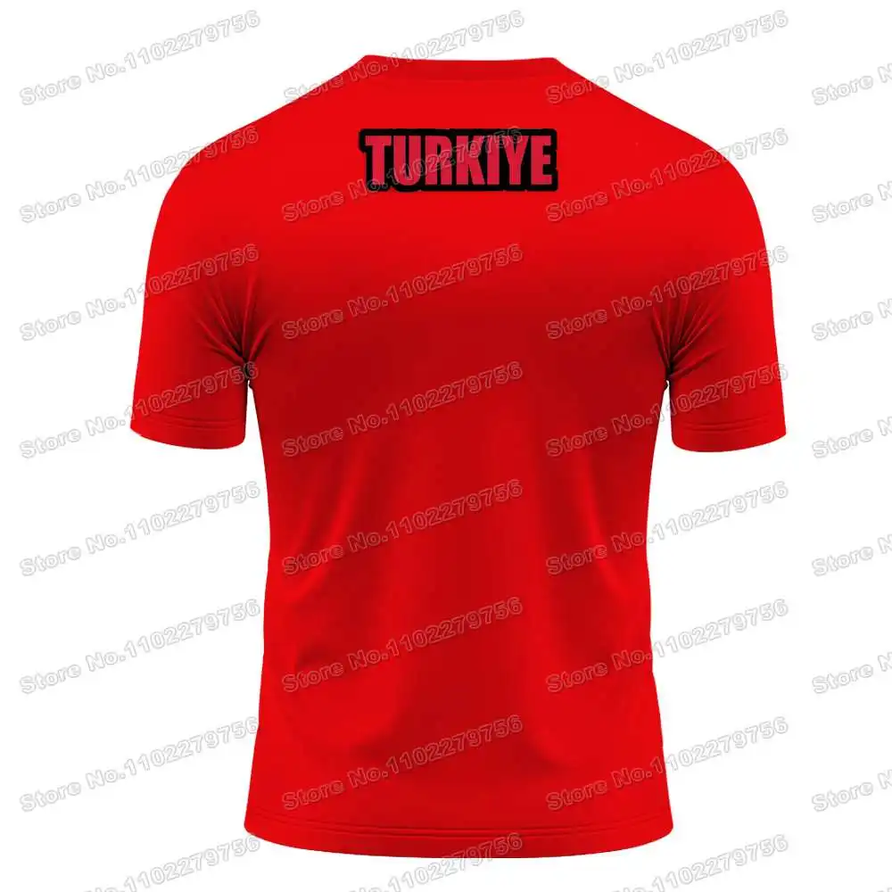 2024 Turkiye Flag Jersey Custom Name T Shirt Red Men Cartoon Shirts Kids Football Fans Tech Tee Running Clothing Training Tops