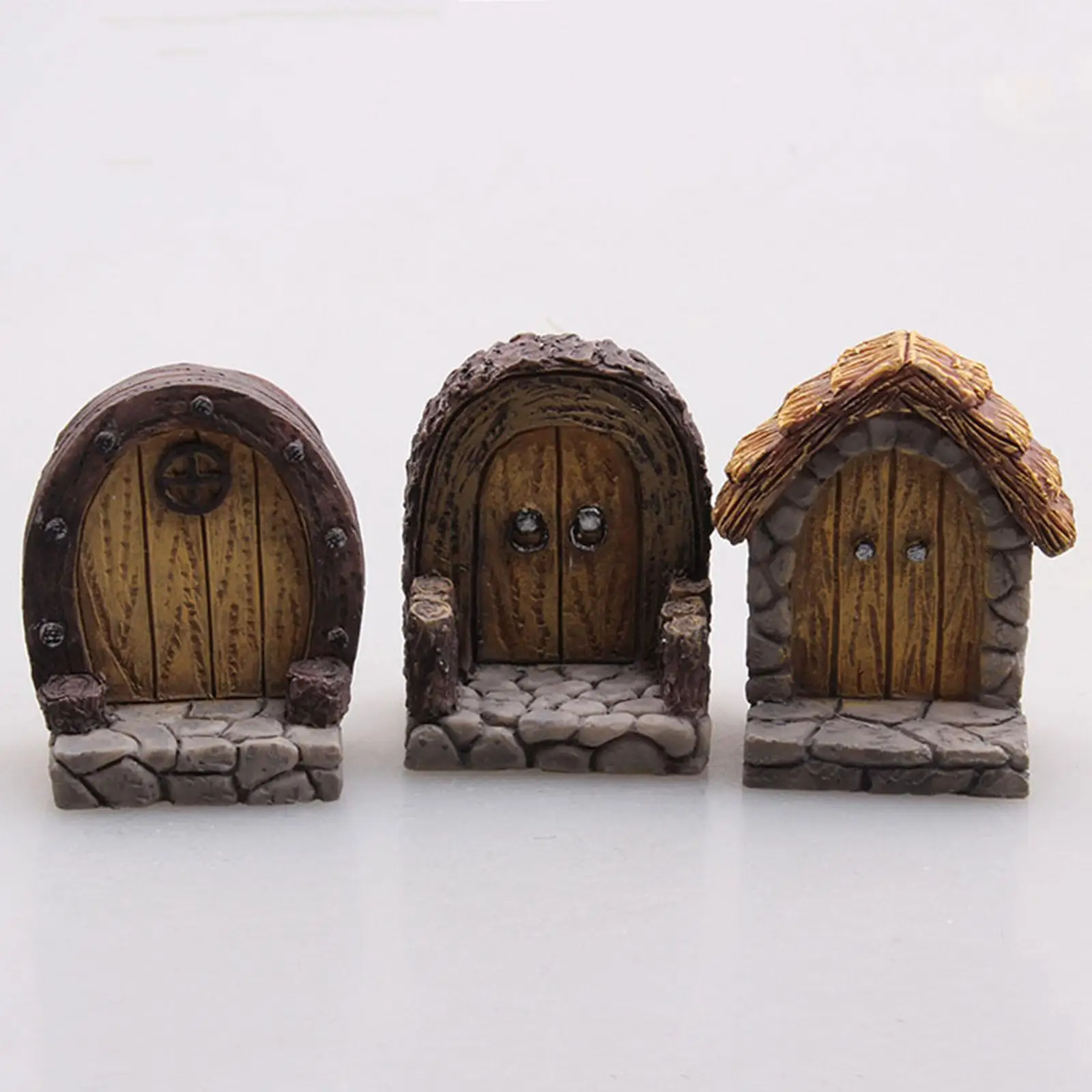 5xMiniature Garden Door Lawn Ornament Fairy Door for Home Living Room Backyard Style C