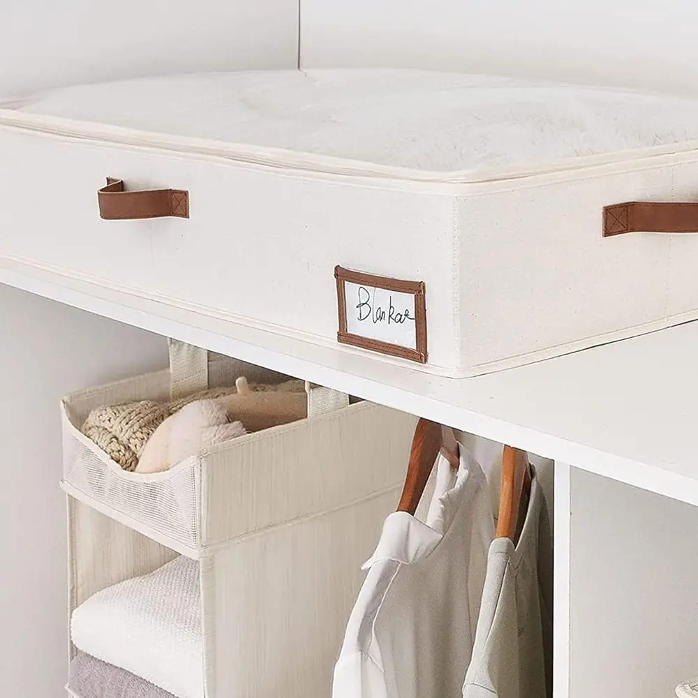 Portable Clear Window Under Bed Storage Bag Visible Zippered Clothes Storage Bins Dustproof Foldable Quilt Organizer for Home