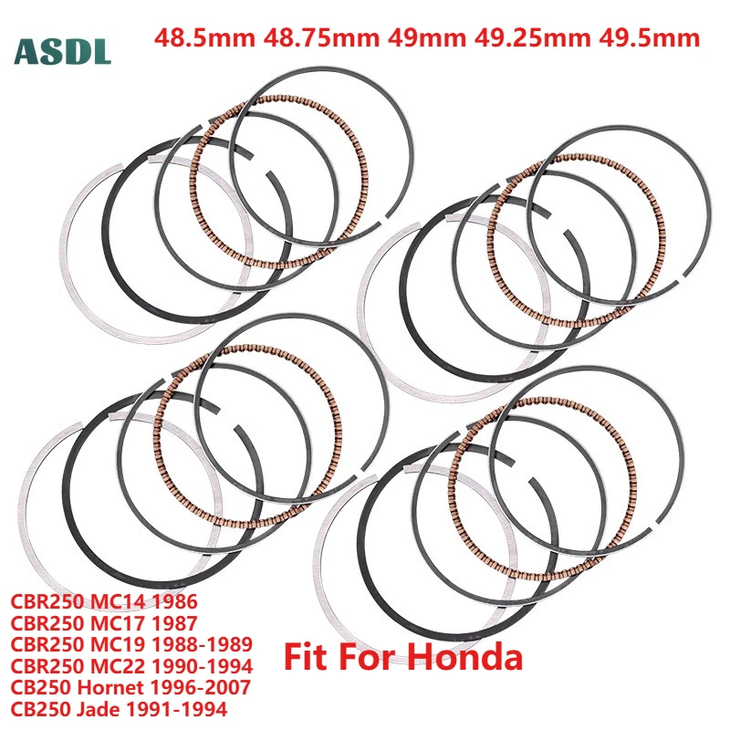 

4pc 48.5mm 48.75mm 49mm 49.25mm 49.5mm STD 0.25 0.5 0.75 1.0 Motorcycle Engine Piston Ring For HONDA 13011-KAZ-004 13011-KT7-004