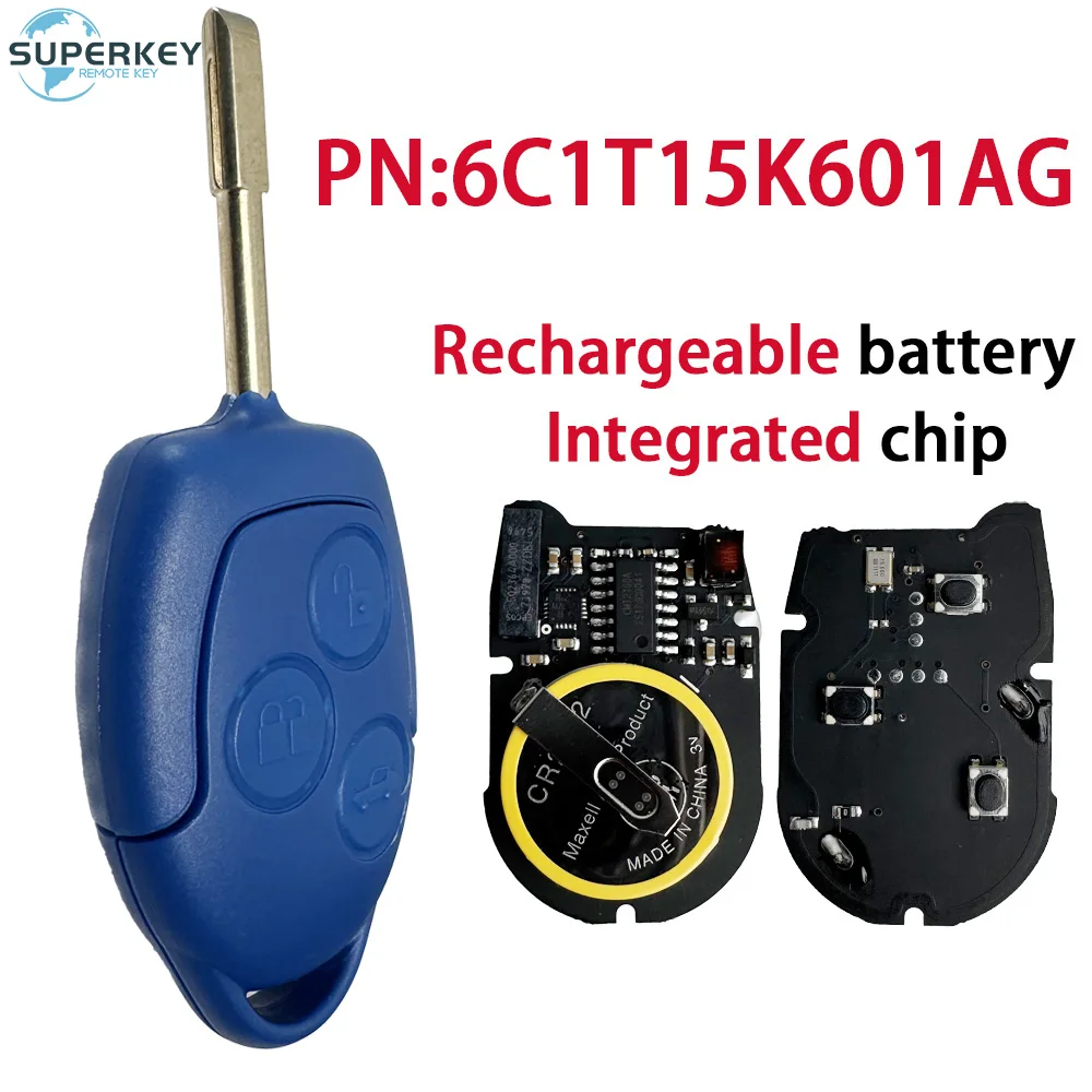 

Integrated 4D63 CHIP Blue For Ford Transit VM WM 2006 - 2014 433MHz Remote Car Key PN 6CIT15K601 6C1T15K601AG Black PCB