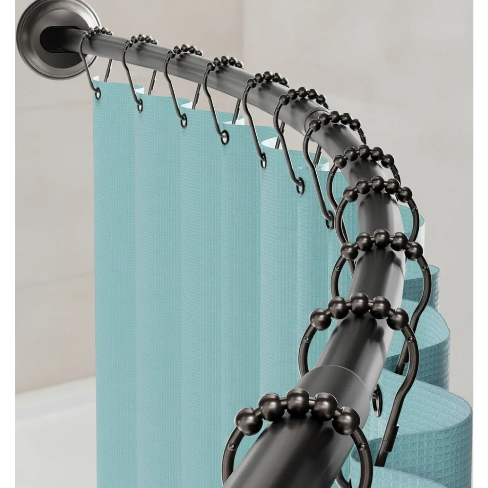 

Curved Shower Rod No Drill Adjustable Tension 50-72 Inch Rustproof Bronze Easy Install Bathroom Upgrade