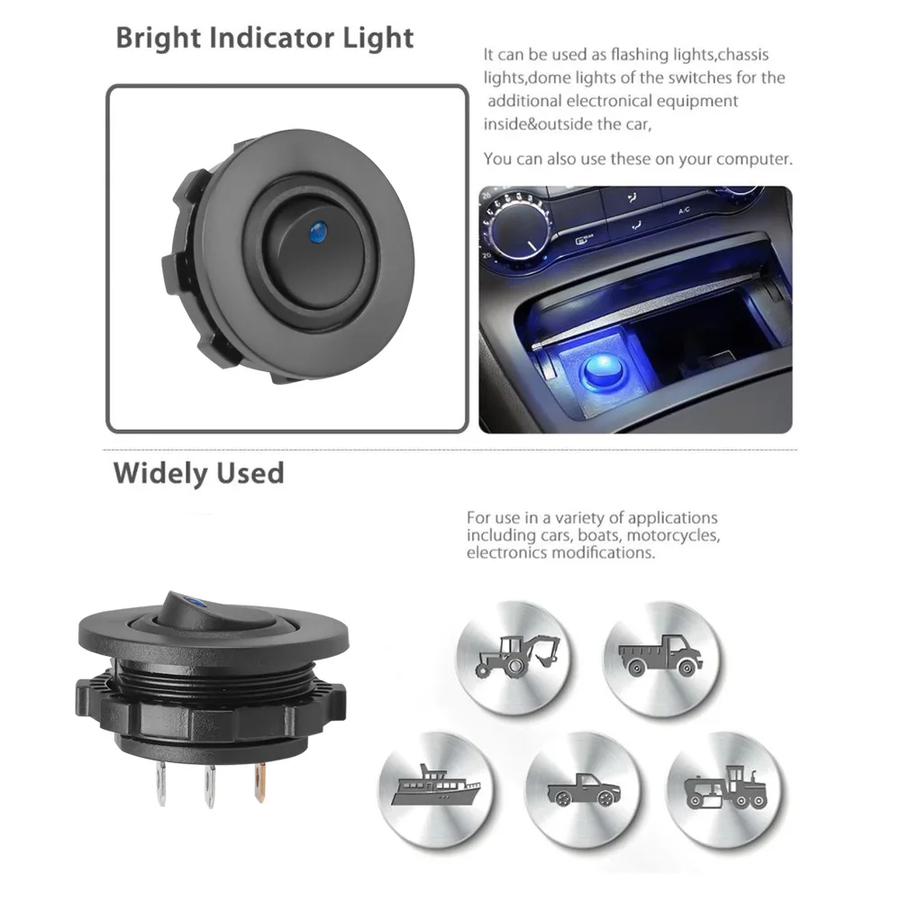 12V-24V 16A Bule LED Waterproof IP44 Car Mounted Modification Dedicated Cigarette Lighter Mother Seat Switch