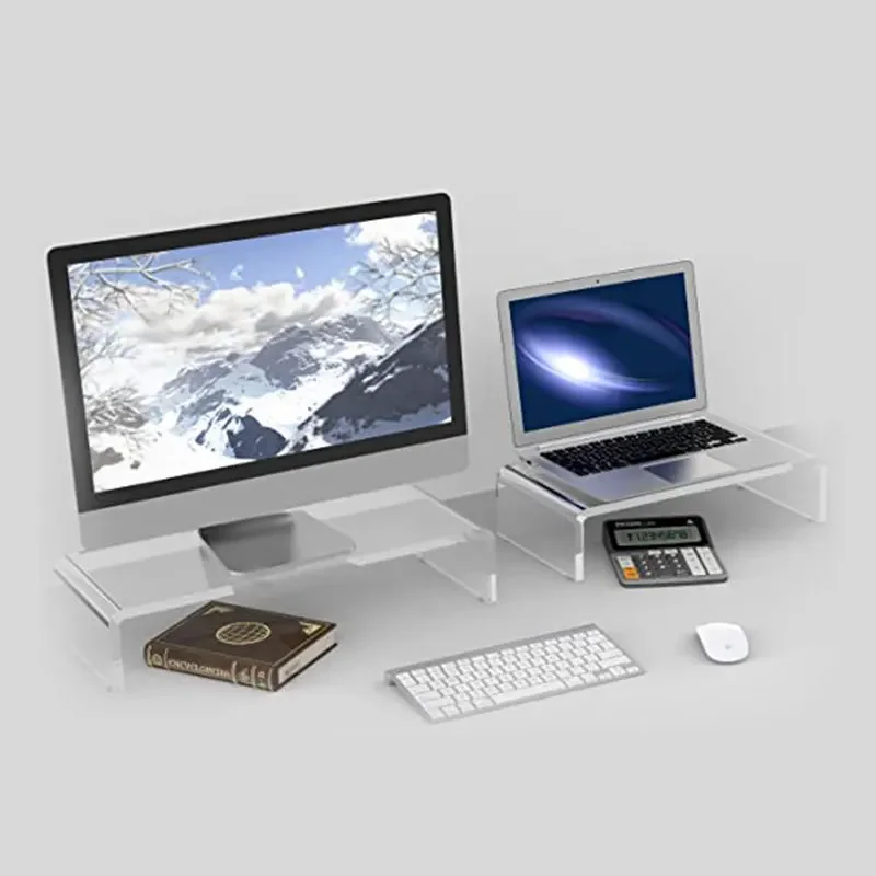Transparent Computer Monitor Heightening Stand, Acrylic U-Shaped Display Stand, Desk Storage Rack, Laptop Neck